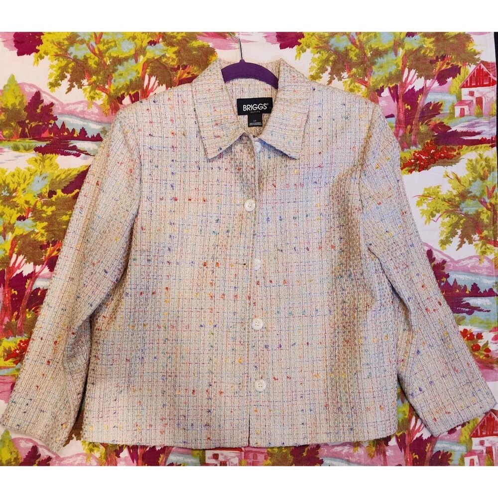 Briggs Petite Multicolor Tweed Twee, Preppy Woven Jacket 12P.